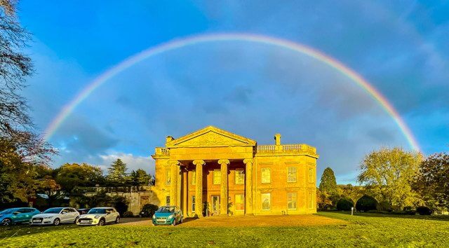 a rainbow above Madhyamaka Kadampa Buddhist Centre