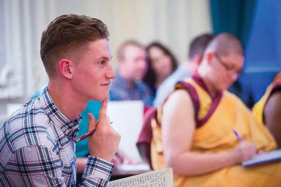Students studying and meditating